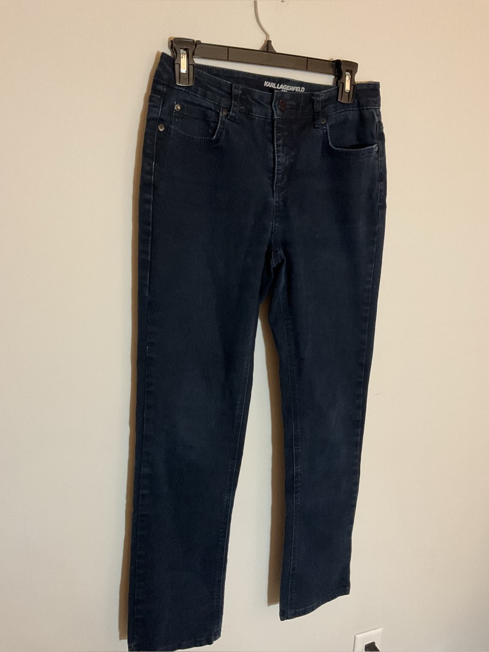 Karl Lagerfeld Women's Straight Leg Jeans in Dark Blue
